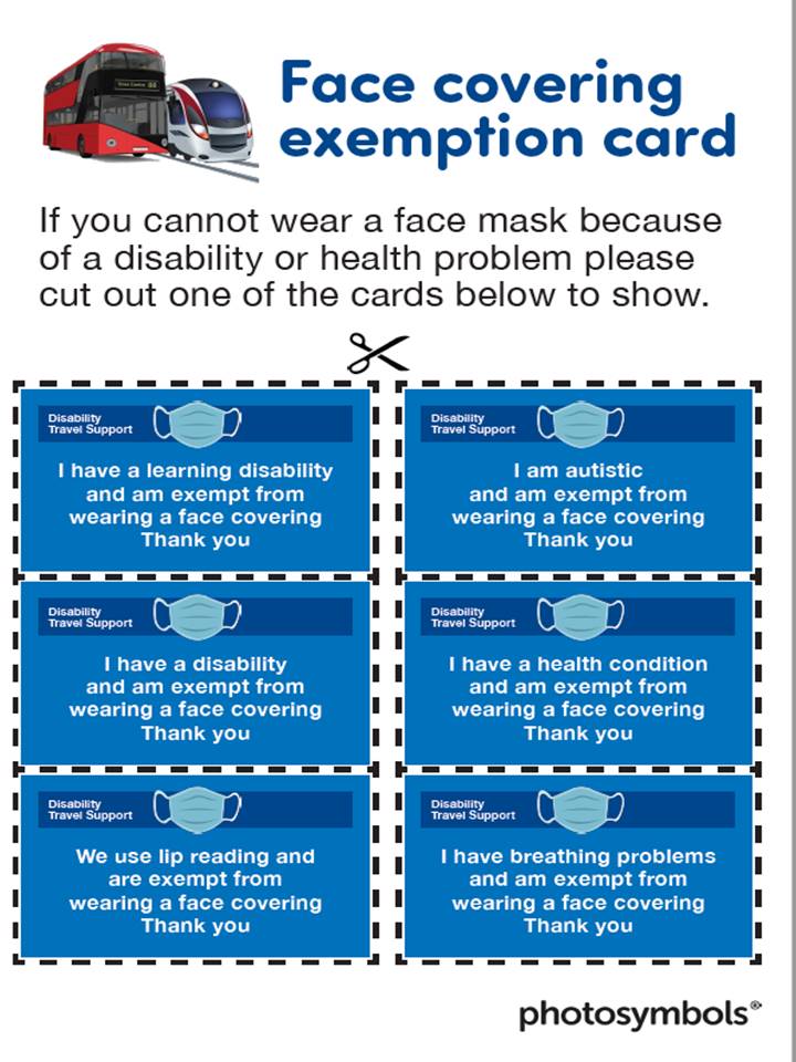 Face Covering Exemption card
